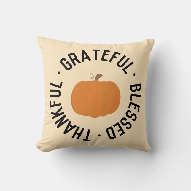 Cojín Decorativo Caída Calabaza Agradecimiento agradecido otoño (Anverso)