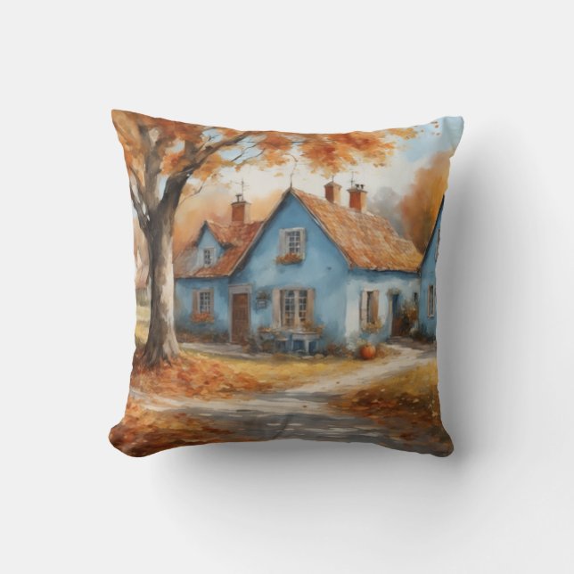 Cojín Decorativo Caída de acuarela rústica deja decorativo (Anverso)