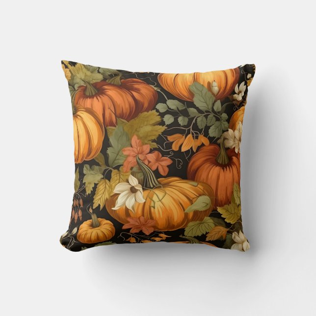 Cojín Decorativo Caída de calabaza Rústica Otoño (Anverso)