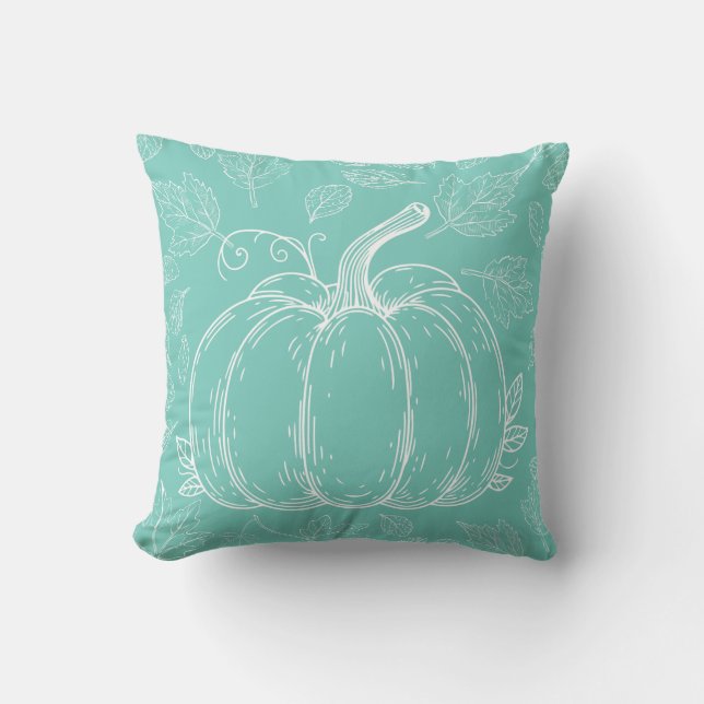 Cojín Decorativo Caída de la Calabaza verde azulada Halloween del D (Anverso)