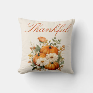 Cojín Decorativo Caída floral de calabaza de color de agua agradeci