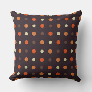 Cojín Decorativo caída marrón y naranja de lunares