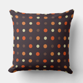 Cojín Decorativo caída marrón y naranja de lunares