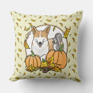 Cojín Decorativo Caída Pembroke Welsh Corgi (rojo 1) Calabazas Cute