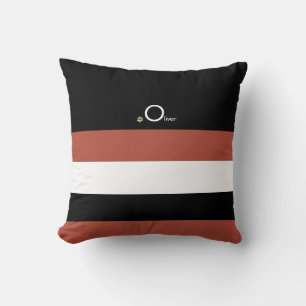 Cojín Decorativo Caída Perro Personalizado Stripe Naranja de calaba