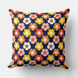 Cojín Decorativo Caída Retro Flores de Otoño Patrón Azul