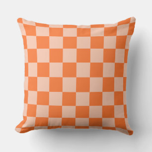 Cojín Decorativo Caída Retro Otoño Naranja Tartán Plaid