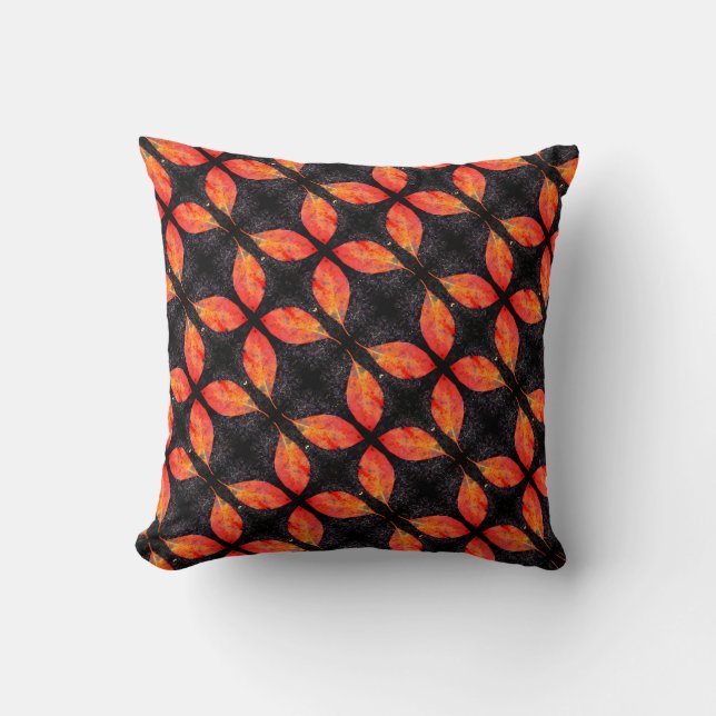 Cojín Decorativo Caída roja naranja negra deja espalda sólida (Anverso)