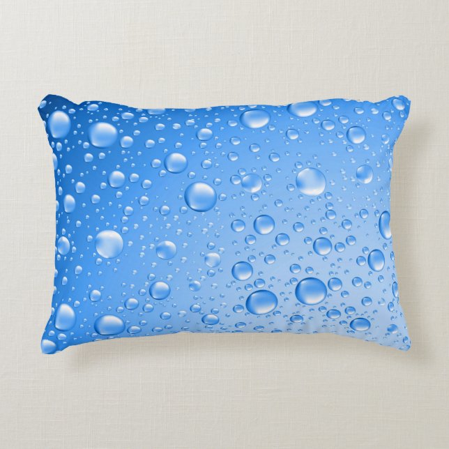 Cojín Decorativo Caídas de lluvia de cielo azul metálico (Anverso)