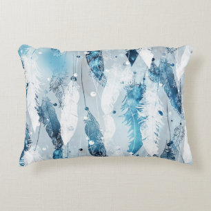 Cojín Decorativo Caídas de plumas: Blue Watercolor Seamless