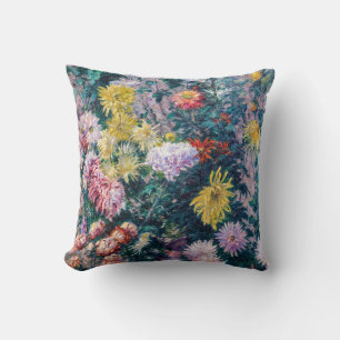 Cojín Decorativo Caillebotte - Crisantemos blancos y amarillos