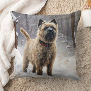 Cojín Decorativo Cairn Terrier deja que nieve Navidades