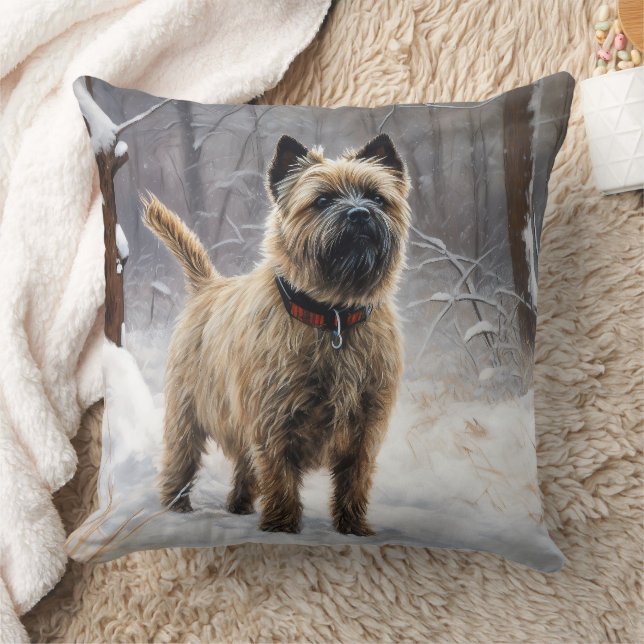 Cojín Decorativo Cairn Terrier deja que nieve Navidades (Manta)