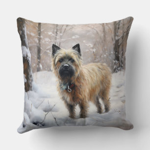 Cojín Decorativo Cairn Terrier deja que nieve Navidades