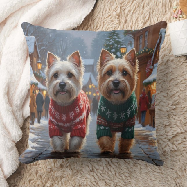 Cojín Decorativo Cairn Terrier Dogs Christmas Snow Holiday  (Manta)