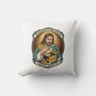 Cojín Decorativo Caja de cartón de Jesús cortó el dedo dolor humor_