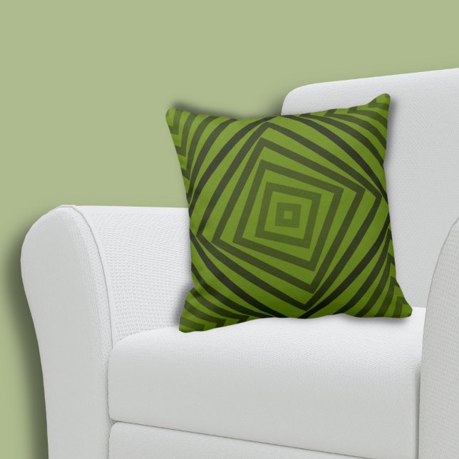 Cojín Decorativo Caja espiral divertida verde-verde anidada (Fun Summer-Green Nested Spiral Box Throw Pillow)