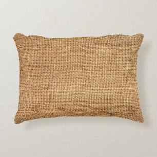 Cojín Decorativo Cajón de arpillera marrón: fondo texturado de tela