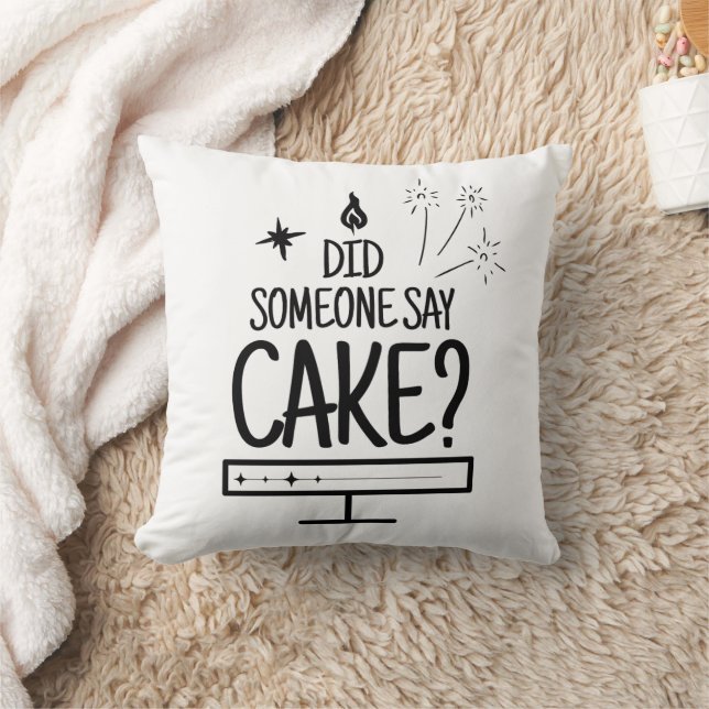 Cojín Decorativo Cake Lover Quote Minimal Black Typography White (Manta)