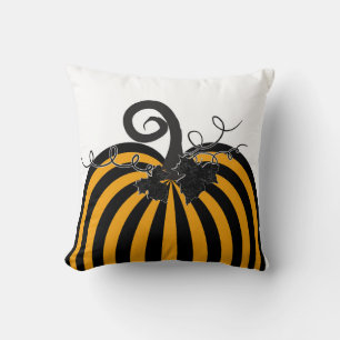 Cojín Decorativo Calabaza a rayas negras y naranjas Chic Otoño Caíd