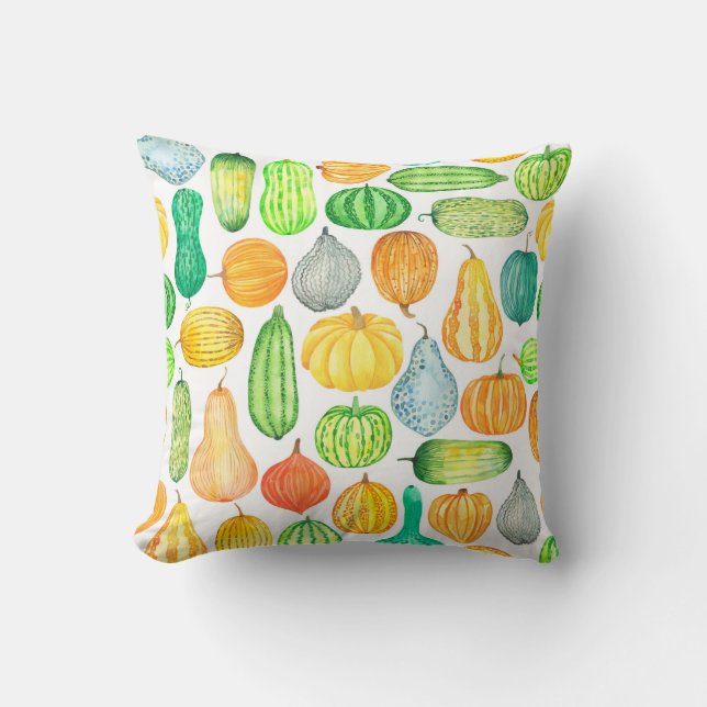Cojín Decorativo Calabaza acuarela, calabaza sin soldadura (Anverso)
