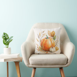 Cojín Decorativo Calabaza acuarela, otoño feliz, boho eucro