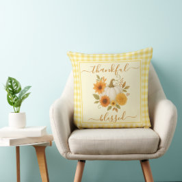 Cojín Decorativo Calabaza agradecida y bendita | Acción de Gracias