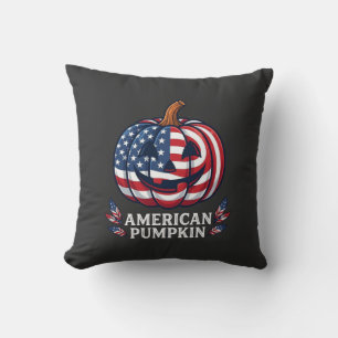 Cojín Decorativo Calabaza americana Halloween bandera de EE. UU. es