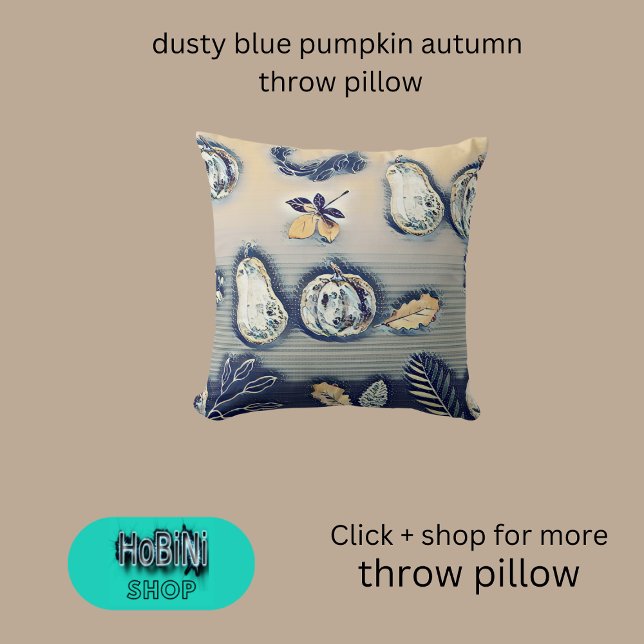 Cojín Decorativo calabaza azul polvoriento otoño (dusty blue pumpkin autumn throw pillow)