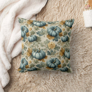 Cojín Decorativo Calabaza azul y patrón de caída de hojas otoñales