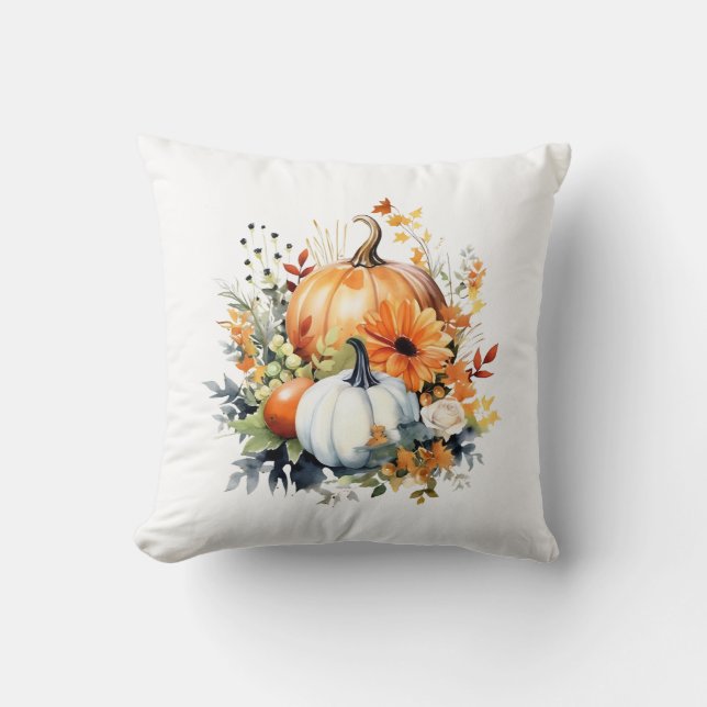 Cojín Decorativo Calabaza Bouquet Cute Farmhouse Decoración de otoñ (Anverso)