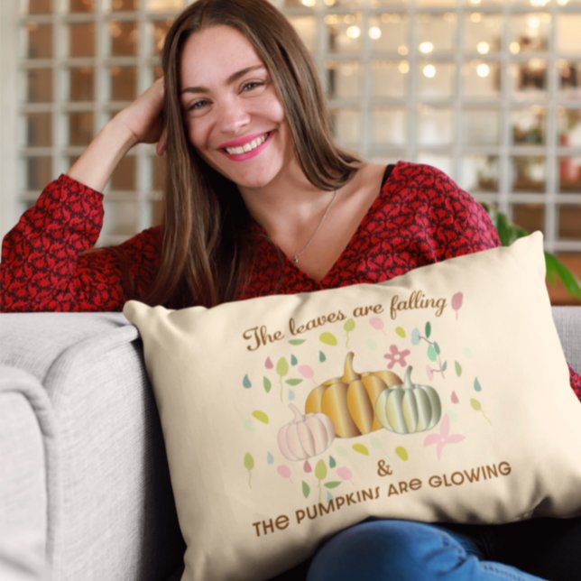 Cojín Decorativo Calabaza brillante y otoño deja un doodle floral (Subido por el creador)