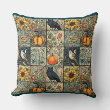 Calabaza búho flor aspecto patchwork otoño vintage