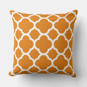 Cojín Decorativo Calabaza Butternut Naranja Patrón Cuatrefoil