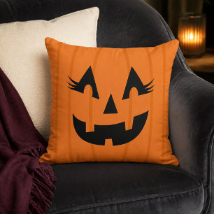 Cojín Decorativo Calabaza Cara De Jack O Lantern Naranja Femenina H