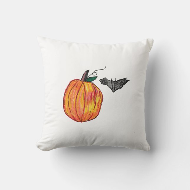 Cojín Decorativo Calabaza con bata gris (Anverso)
