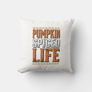 Cojín Decorativo Calabaza con especias vida tipografía vintage de H