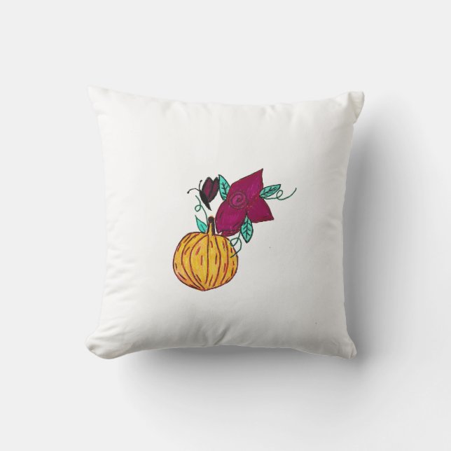 Cojín Decorativo Calabaza con mariposa morada (Anverso)