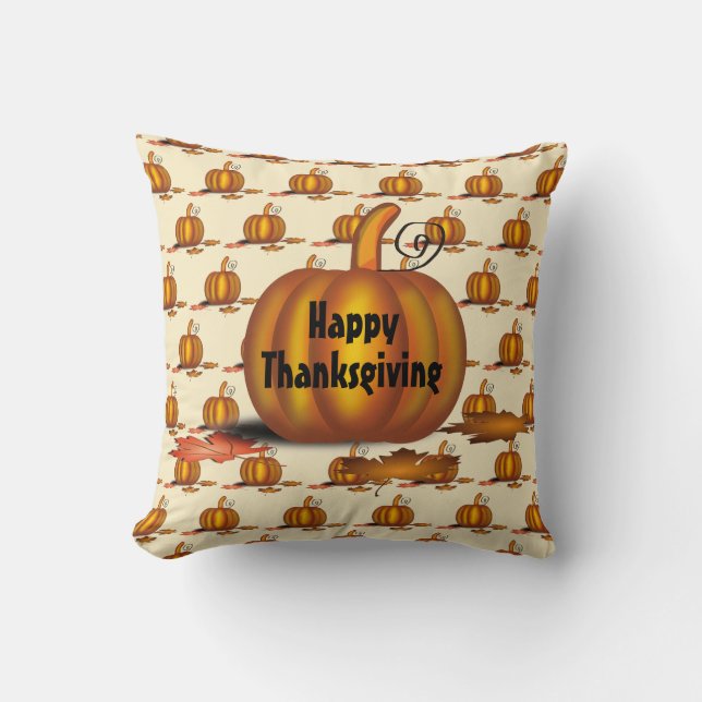 Cojín Decorativo Calabaza de Acción de Gracias de Crema Moderna (Anverso)