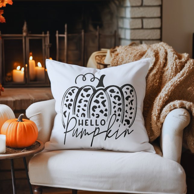 Cojín Decorativo Calabaza de bienvenida (Hello Pumpkin Decorative Throw Pillow)
