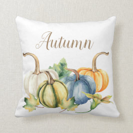 Cojín Decorativo Calabaza de color de agua de otoño Naranja blanco 