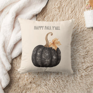 Cojín Decorativo Calabaza de encaje falso negro