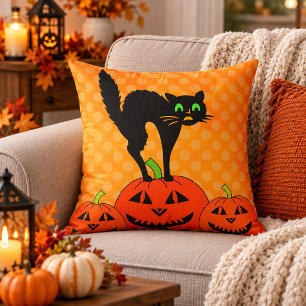Cojín Decorativo Calabaza de gato negro de Halloween Jack O' Lanter