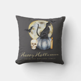 Cojín Decorativo Calabaza de gatos de Halloween espeluznante