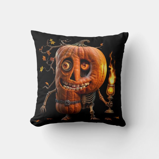 Cojín Decorativo Calabaza de Halloween (Anverso)