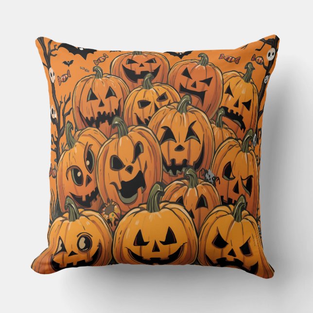 Cojín Decorativo Calabaza de Halloween (Anverso)