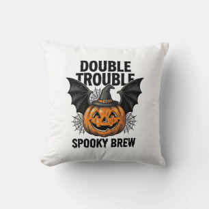 Cojín Decorativo Calabaza de Halloween Bruja Doble Problema Diseño