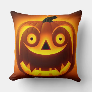 Cojín Decorativo Calabaza de Halloween con cara espeluznante