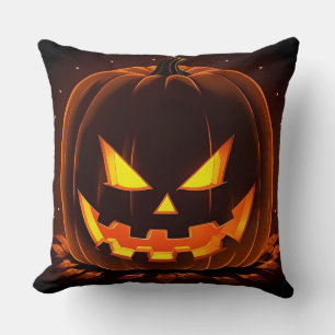 Cojín Decorativo Calabaza de Halloween con cara espeluznante