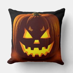 Cojín Decorativo Calabaza de Halloween con cara espeluznante